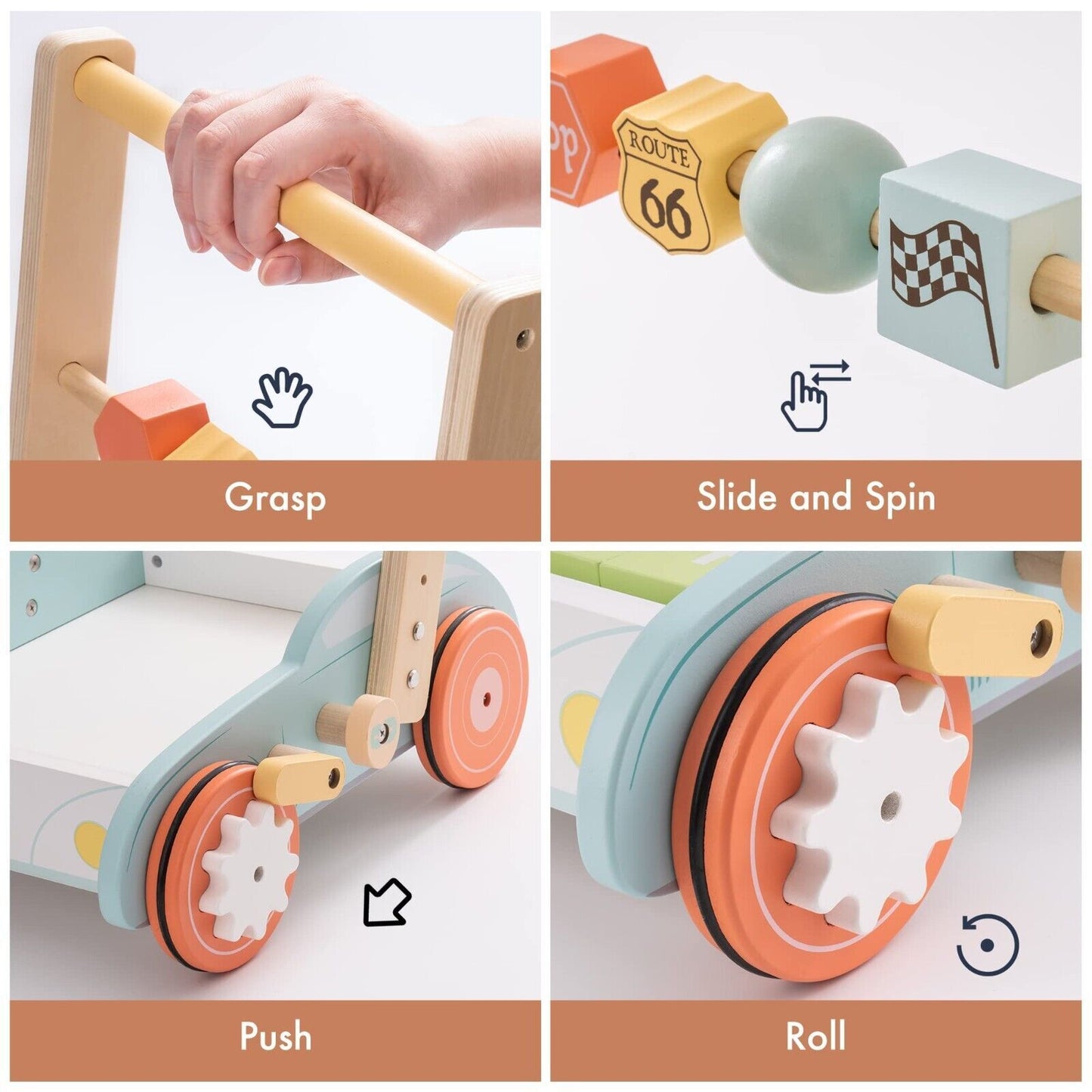 Wooden ABC 123 Baby Walker with Traffic Signs