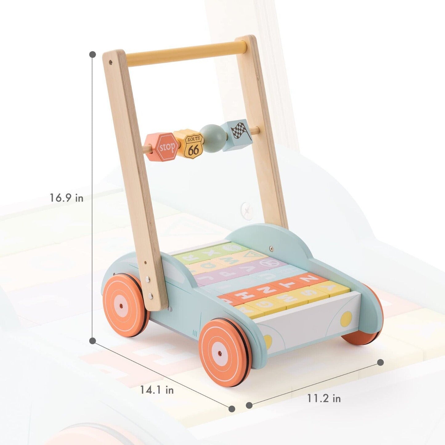 Wooden ABC 123 Baby Walker with Traffic Signs