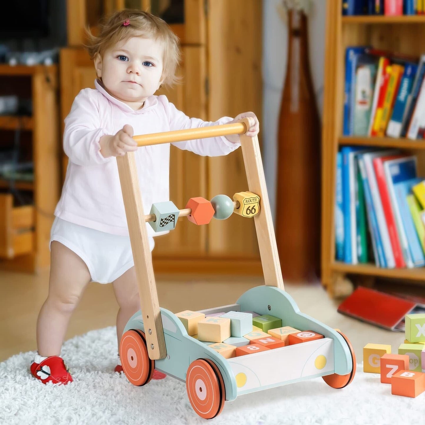 Wooden ABC 123 Baby Walker with Traffic Signs