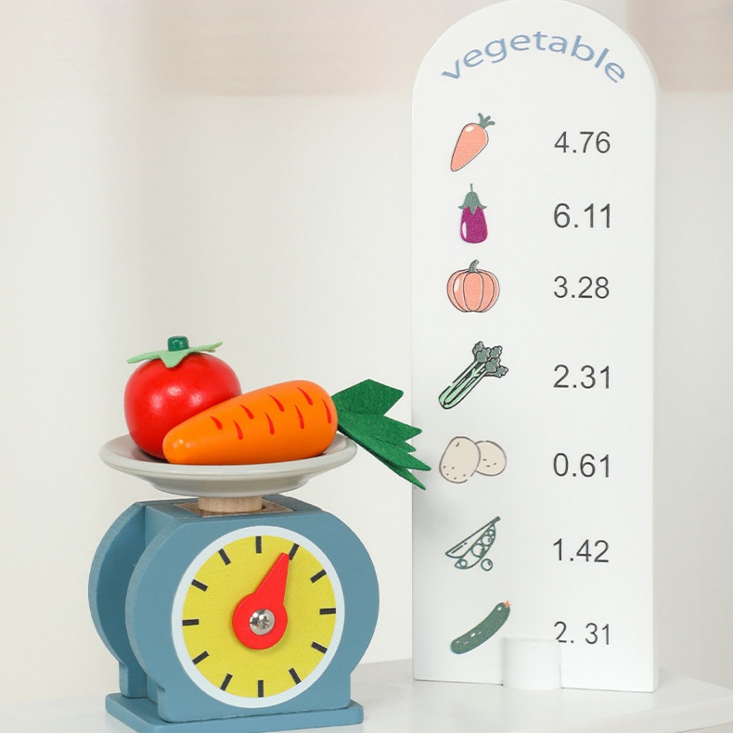 Wooden Veggie Market Playset – close‑up detail