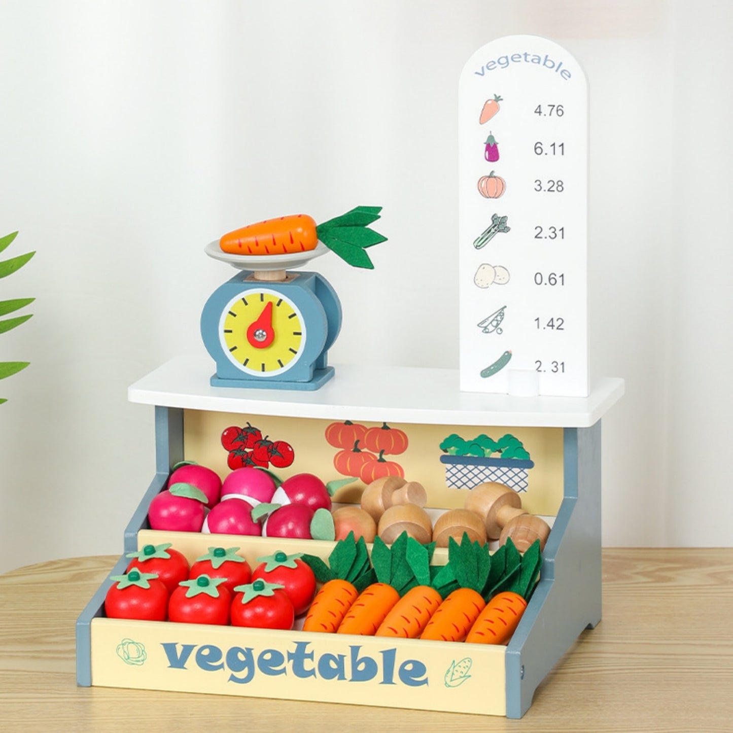 Wooden Veggie Market Playset – full market setup