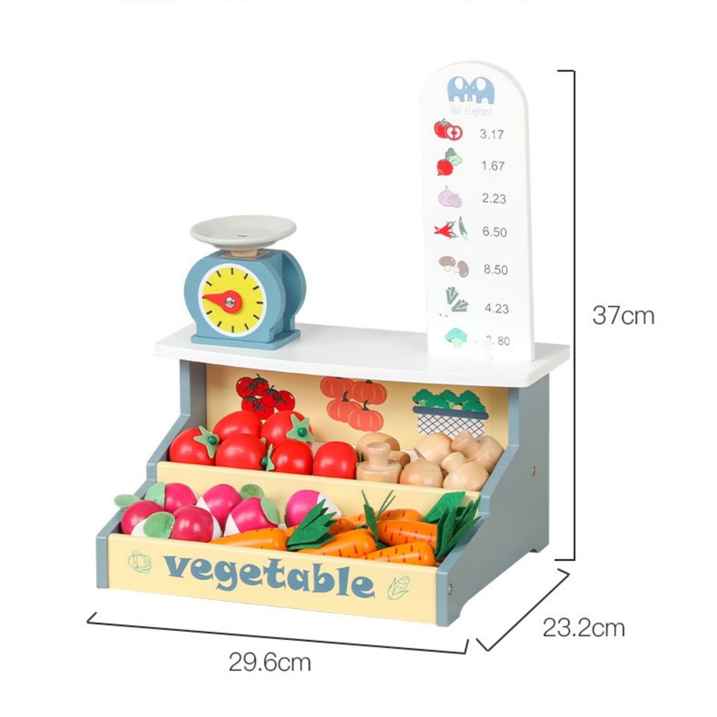 Wooden Veggie Market Playset in pastel color variant – playful market cart