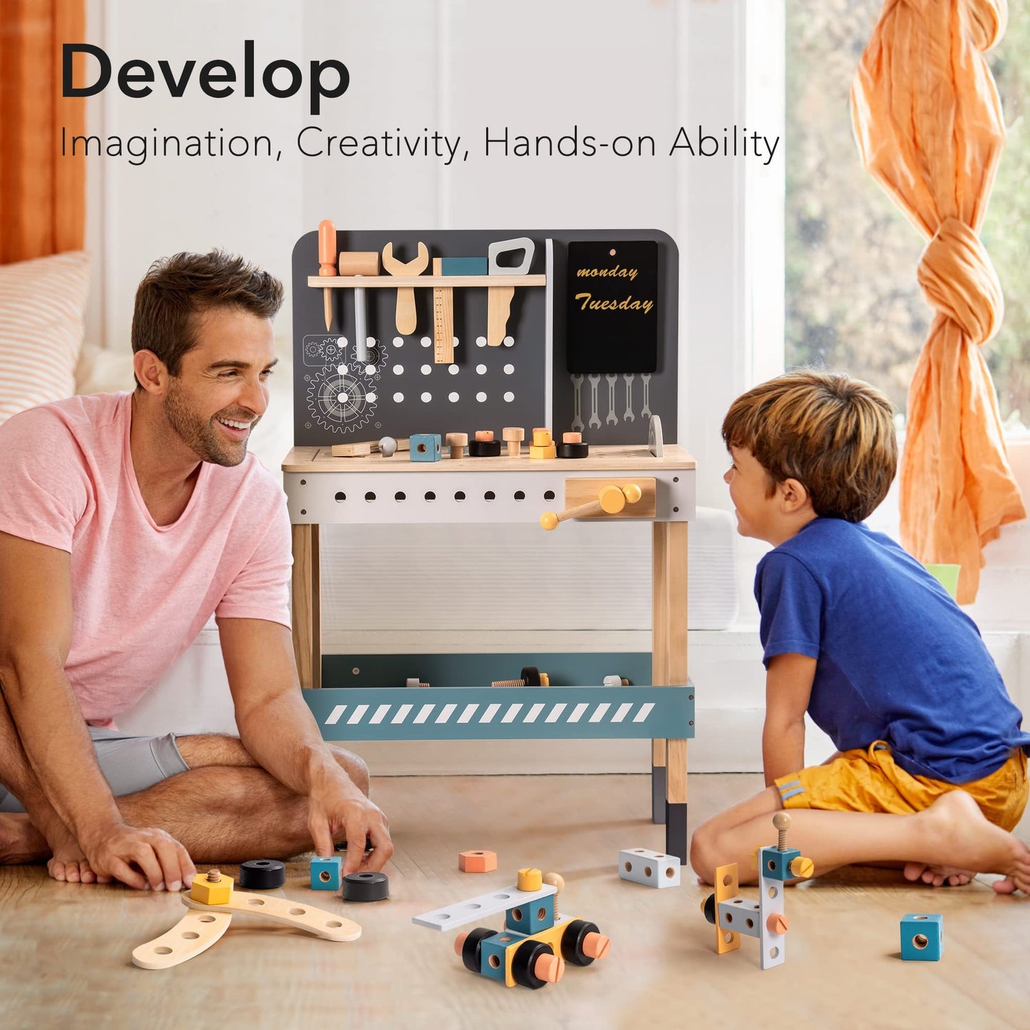 Wooden baby workbench - imagination, creativity, hands-on ability