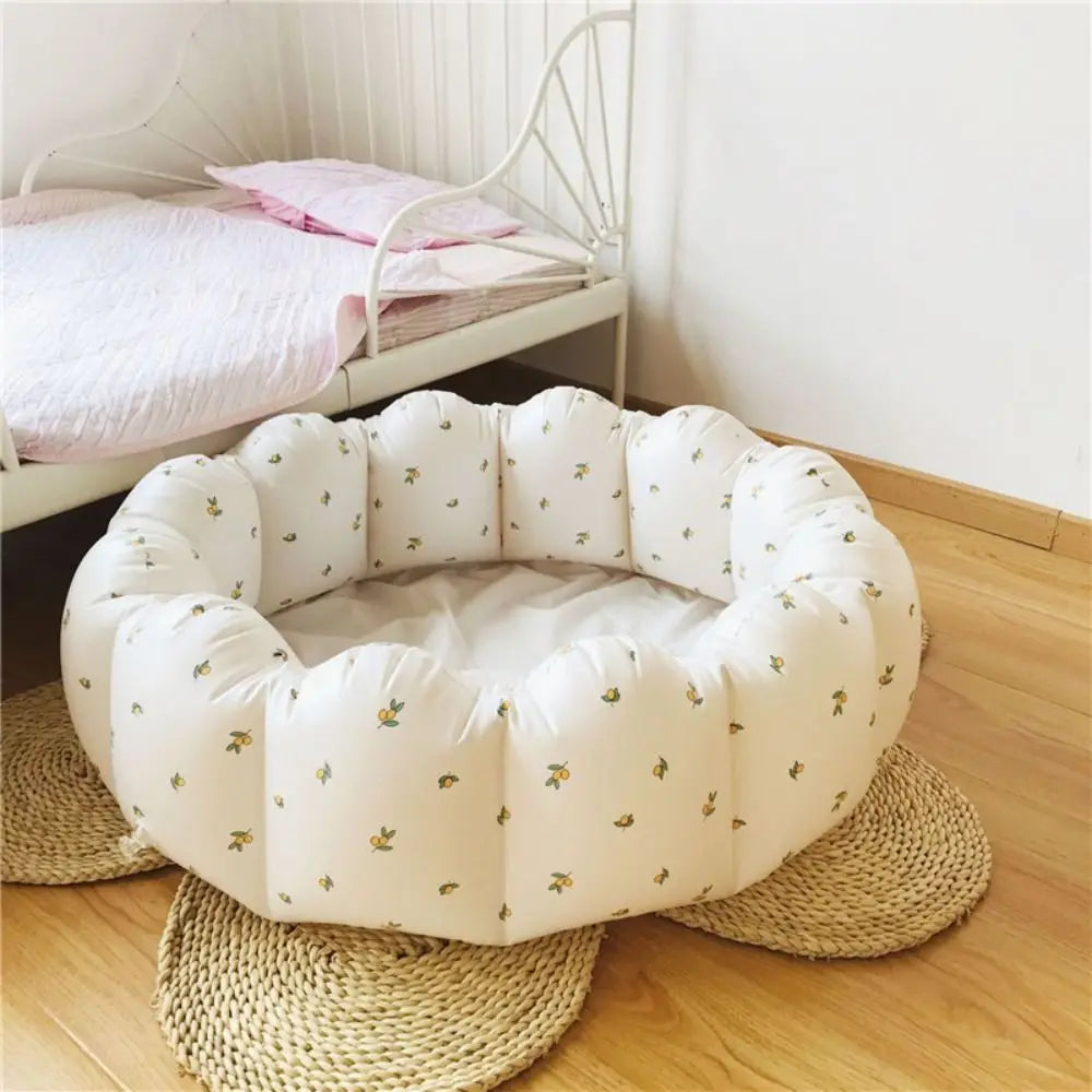Olive leaf inflatable pool in baby's room