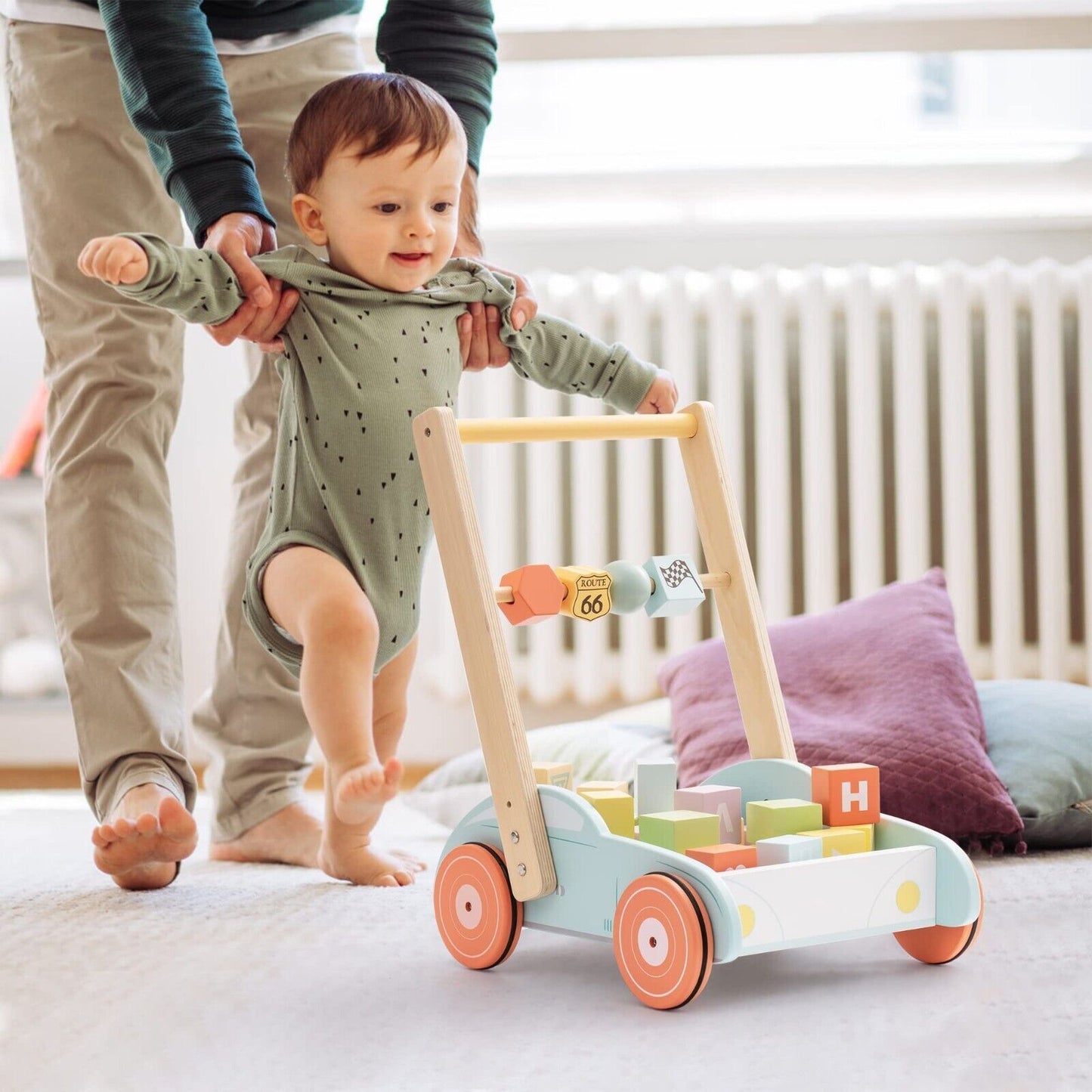 Wooden ABC 123 Baby Walker with Traffic Signs