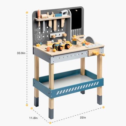 Dimension diagram of wooden workbench – length, width, height guide