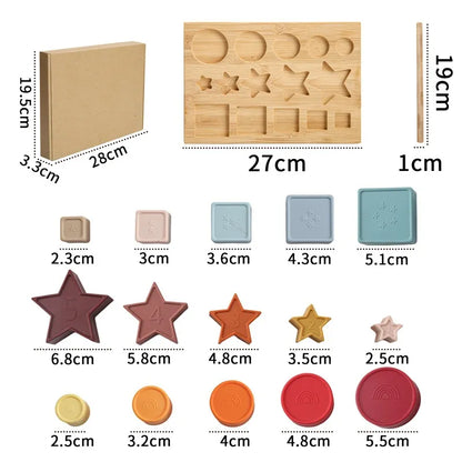 DreamNest_Silicone_Cups-Dimension-size_Montessori Nesting Toys for Babies & Toddlers | BPA-Free Soft Sensory Set (15 pcs)
