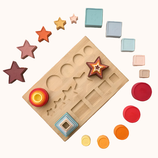 DreamNest_Silicone_Cups_All_Montessori Nesting Toys for Babies & Toddlers | BPA-Free Soft Sensory Set (15 pcs)