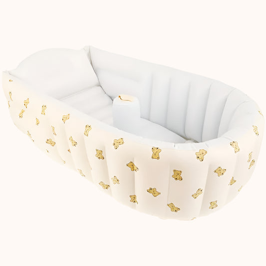 Inflatable Baby Bathtub PVC Toddler Bath Tub Built in Air Pump Foldable Travel Shower Basin Ergonomic Infant Bath Tub Anti Slip Blow Up Bathtub Easy to Drain for Babies