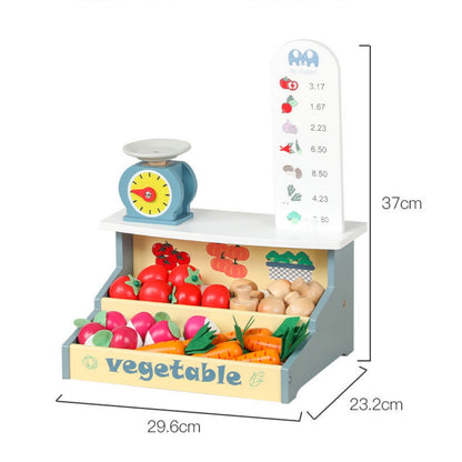 Wooden Veggie Market Playset in pastel color variant – playful market cart