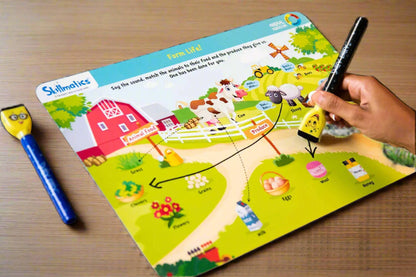 Child drawing on green Animal Kingdom write & wipe activity mat with a marker — hands-on learning for preschoolers in the USA